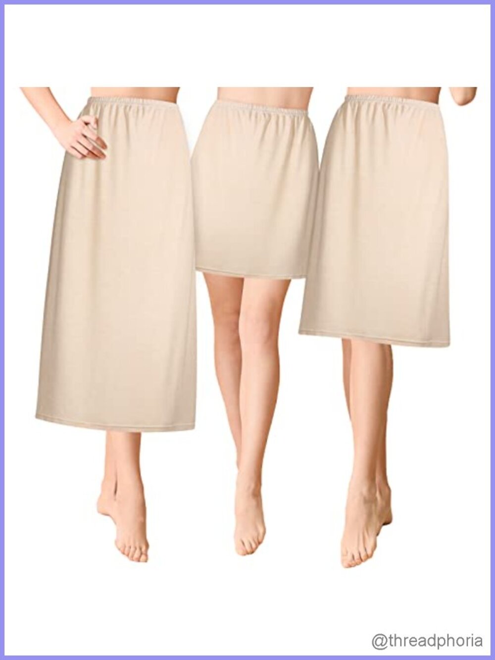 Women's Modal Cotton Half Slips 3 Pack Anti-Static Underskirt Satin Liner